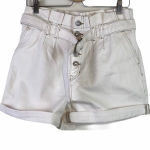 Free People White High Rise Paper bag Waist Shorts